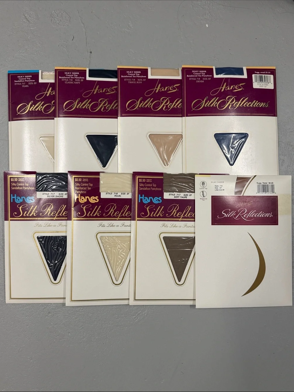8 Pair Hanes Silk Reflections Sheer Pantyhose - Assorted Colors EF